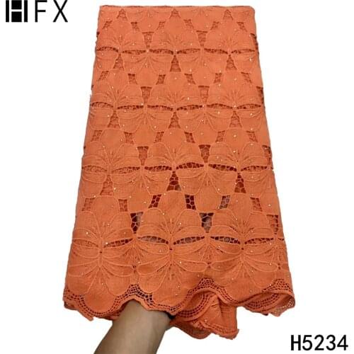 HFX African Lace Fabric 2021 High Quality Guipure Cord Water Soluble Lace Nigerian Lace Fabrics For Wedding Sewing dress H3857