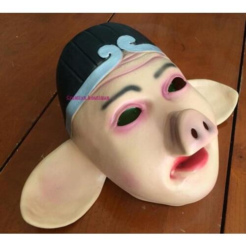 Hot Moive Journey To The West Pig Bajie Latex Mask Cosplay Pig Mask Unisex Halloween Fancy Dress Costume Sun Wukong Friend