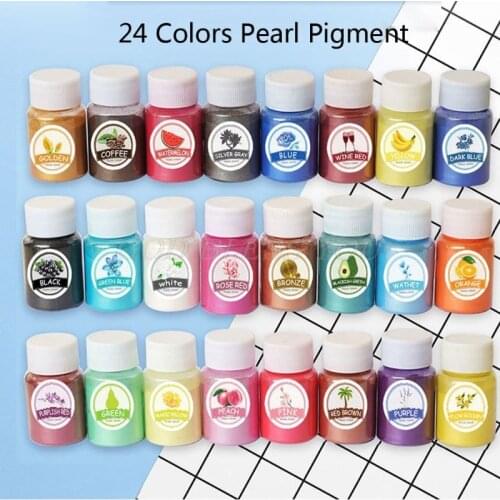 24 Colors Mica Mineral Powder Epoxy Resin Pigment Pearlescent Pigment Natural Mica Colorant Soap Makeup Jewelry Making Drop Ship