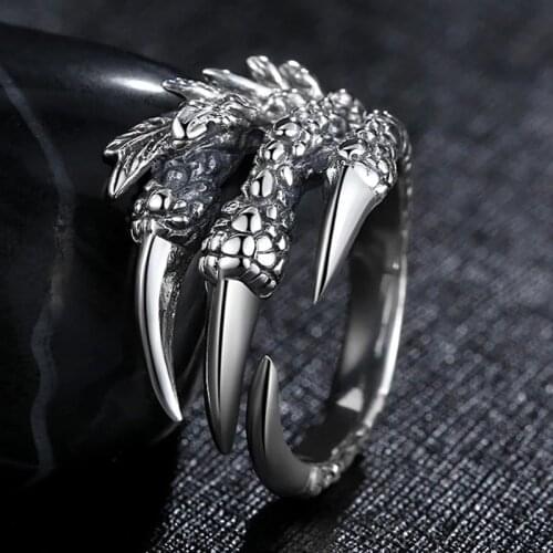 Fashion Retro Hip-hop Ring Magic Claw Domineering Personality Open Dragon Claw Ring Eagle Claw Punk Ring Manufacturer Whole Sale
