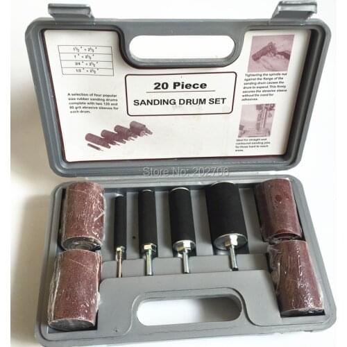 20PCS Long Drum Sanding Kit for Drill Press Woodworking tools,grinding tools ( 1/2", 3/4", 1", 1-1/2" with 80 and 120 Grit )