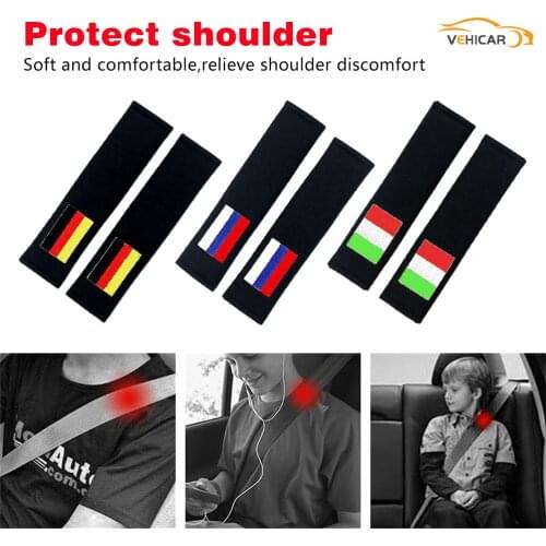 VEHICAR 2PCS Car Seat Belt Pads Cotton Safety Belt Cover for RUSSION GERMAN ITALY DIY Auto Accessories Driver Shoulder Care