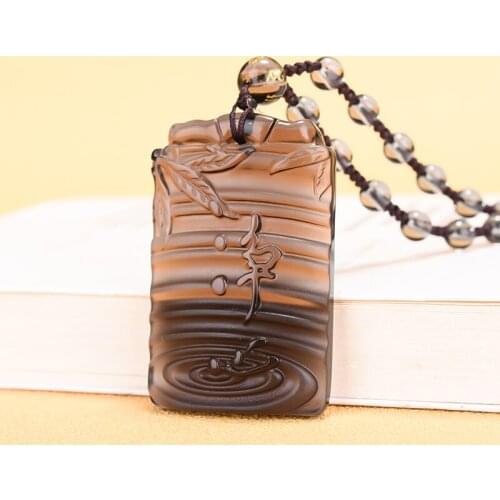 Natural icy Obsidian heart pure pendant mens talisman jadees pendant pendant womens money transfer Necklace
