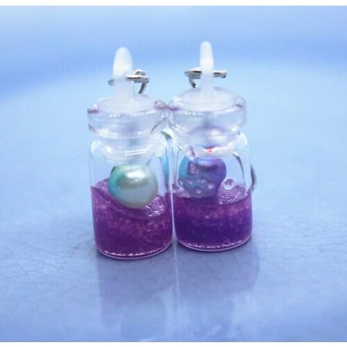 New Creative Colorful Resin Glass Bottle W/ Beads Womens Fashion Earrings Hand-made DIY Ear Jewelry Crafts For Friend Gift