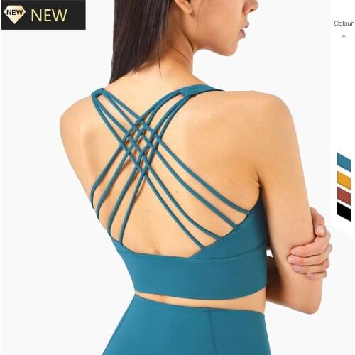 New Lulu Yoga Bra Women Backless Bra Sexy Cross Straps Jogging Pilates Dance Running Fitness High Impact Sports Bra Crop Top