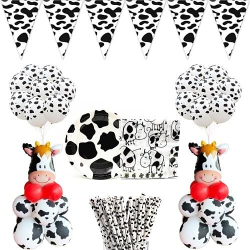 Farm Animals Cow Disposable Party Tableware Plate Cup Birthday Party Supplies Farm Animals Birthday Party Baby Shower Decoration