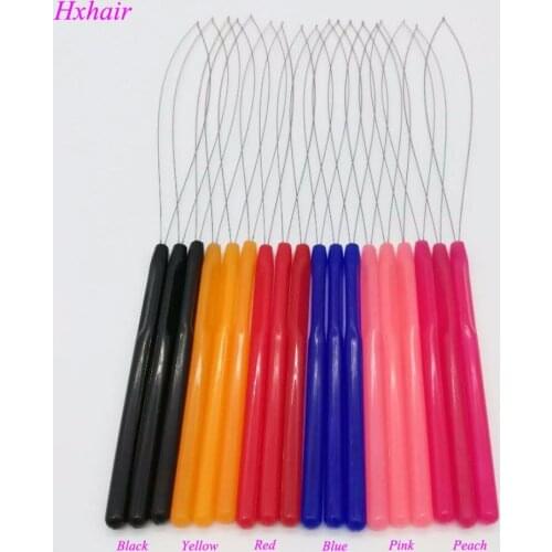Wholesale - 10pcs Plastic Handle Threader Hoops Pulling Micro Rings Links / Loop Hair Extension Tools