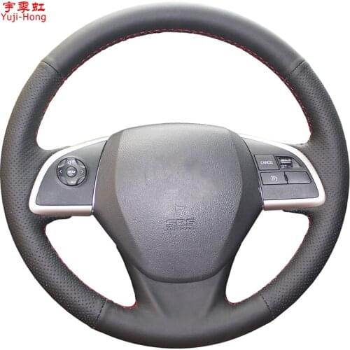 PONSNY Artificial Leather Car Steering Covers Case for Mitsubishi Outlander 2006-2012 Hand-stitched Wheel Cover