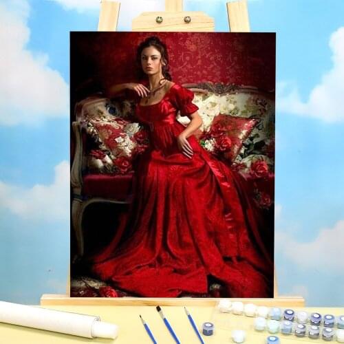 Portrait Woman Painting By Numbers Package Oil Paints 50*70 Canvas Painting Wall Decoration For Children For Wholesale