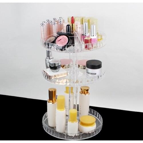 Clear Acrylic Makeup Organizer 2/3 Tiers Cosmetic Storage Rack Adjustable Dress Table Organizer Desk Storage Shelf New Fashion