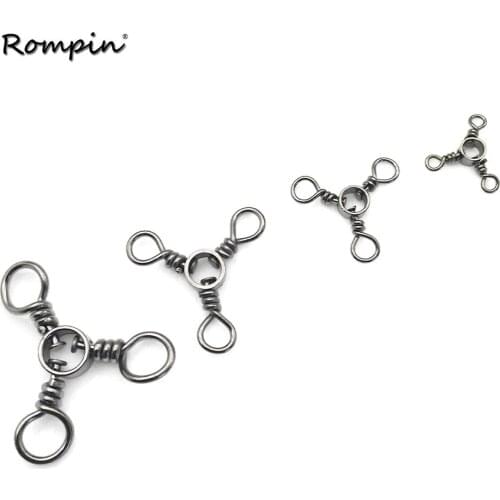 Rompin 30pcs/lot fishing 3-way swivels barrel rolling swivels size 3 5 7 9 fishing accessoies fishhooks Connector