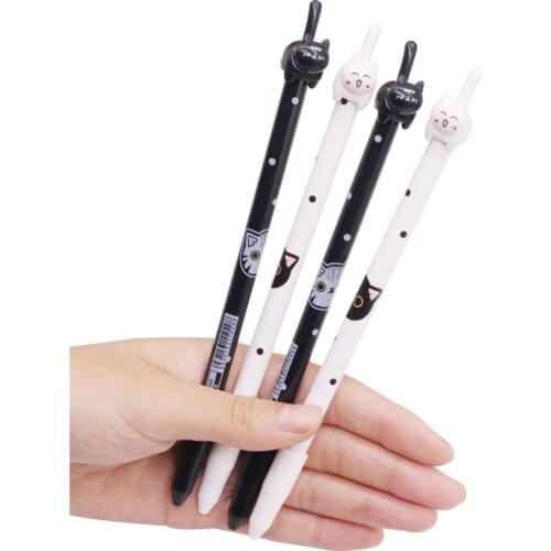100 Pcs Gift Pen 0.5mm Cute Cat Gel Pen Exquisite Student Stationery Pen Black Rod / White Pole / Mixing Pole Optional Wholesale