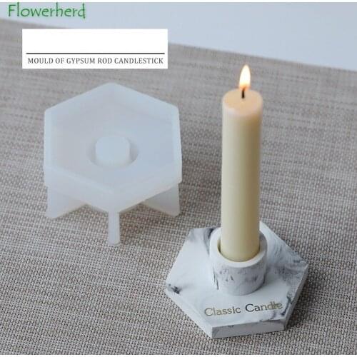 Hexagonal Pole Silicone Mold of Gypsum Rod Candlestick Mold Long Pole Candle Holder DIY Aromatherapy Candle Candle Holder