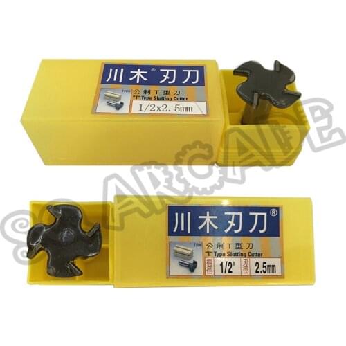 "T" Type Slotting Cutter for use with T-Molding that has a 1/2"x2.5 mm 4-Wing wide spine Including a slot cutting arbor