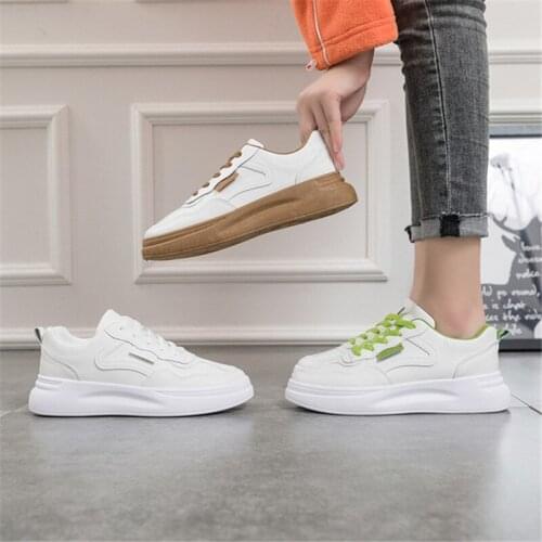 2020 Spring New Leather Womens Platform Chunky Sneakers Fashion Women Flat Thick Sole Shoes Woman Dad Footwear new Platform