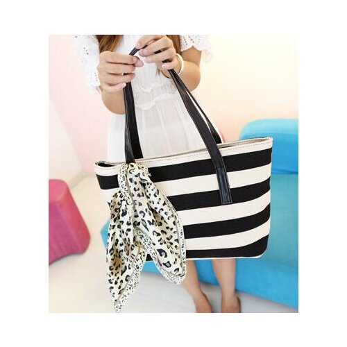 031118 new hot female canvas tote bag women big striped printing bag