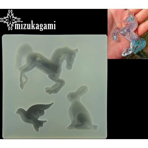 1pcs UV Resin Jewelry Liquid Silicone Mold Horse Rabbit Bird Resin Charms Molds For DIY Intersperse Decorate Making Jewelry