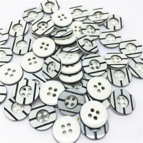 100pcs 13mm Black White Stripes Round Buttons 4 Holes Sewing Accessories Shirt Button For Scrapbooking Embellishments