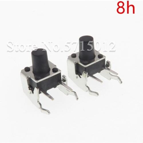 100pcs/lot 6*6*8mm Tact Switch 2pin Horizontal with Bracket Tactile Push Button Switches Micro Touch Switch