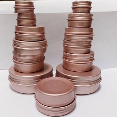 100 x 5ml 10ml 15ml 30ml 60ml Matte Rose Gold DIY Aluminum Jar Ointment Candle Craft Metal Tin Case for Lip Balm Cosmetic Makeup