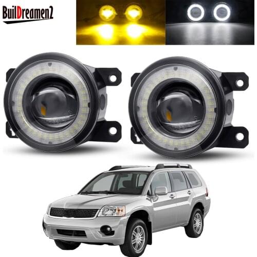 2 X Car Front Bumper Fog Light Assembly LED Lens Angel Eye Fog Driving Lamp DRL 30W 3000LM 12V For Mitsubishi Endeavor 2006-2011