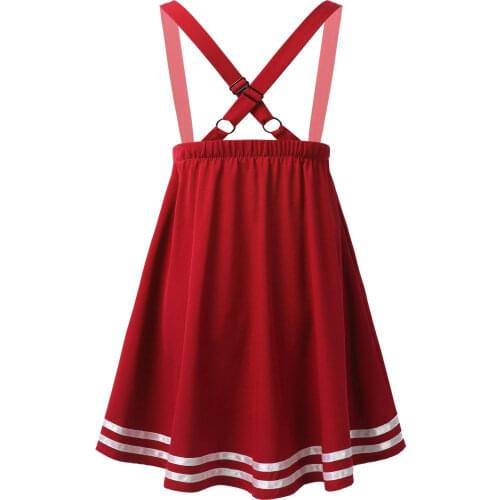 2021 Lovely Kids Girls Solid Stripe Lace Suspenders Skirt Detachable Straps Pleated Short Skirt Overalls Summer Sundress Clothes