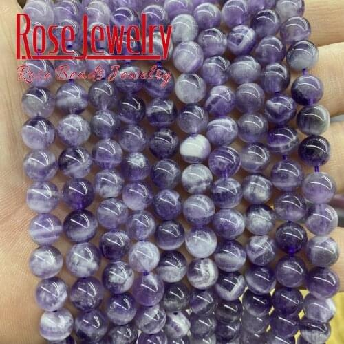 A+ Natural Dream Lace Color Purple Amethysts Crystals Beads Round Loose Spacer Beads 15" Strand 4 6 8 10 12MM For Jewelry Making