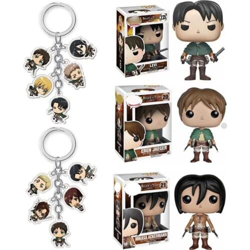 Attack on Tita Attack on Titan 235 Levi 20 Eren Jaeger 21 Mikasa Ackerman 4 set keychain Figure Model Toy Gift for Christmas