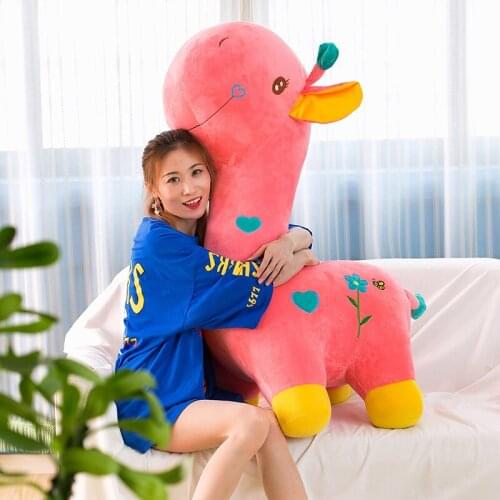 Jumbo cartoon giraffe plush toy cute animal deer doll pillow for children adults gift decoration 39inch 100cm DY50713