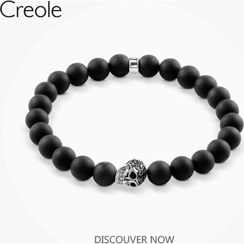 Beaded Bracelet Skull Pave,2019 Fashion Jewelry 925 Sterling Silver Punk Unisex Accessory Ironic Wink Gift For Men Women