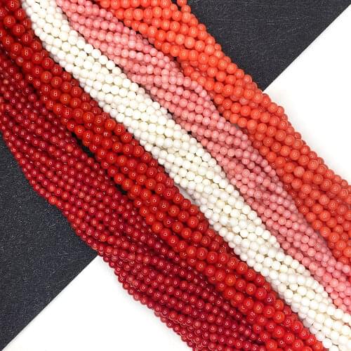Red Coral Beads A Grade Natural Bulk Round Stone Beads for Handmade DIY Necklace Bracelet Accessories, Length 15 Inches 2-9 Mm
