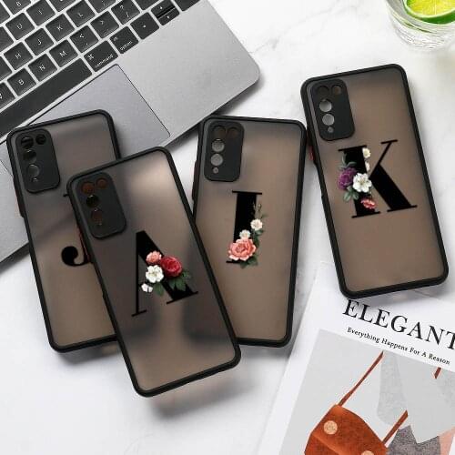 Floral Alphabet Phone Case for Samsung Galaxy A51 A71 A12 A52 A70 A72 A50 A42 A32 A31 A30 A21S A21 A20s A11 A10s M31 Back Covers