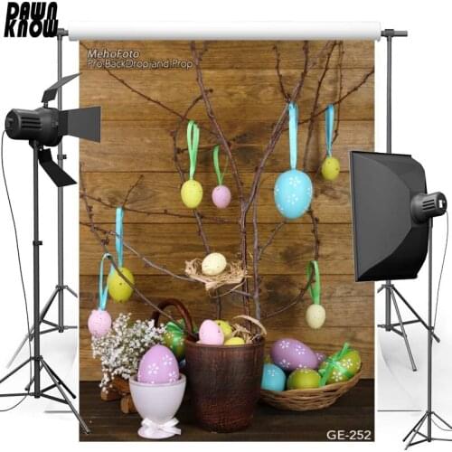 DAWNKNOW Happy Easter Vinyl Photography Background Wooden Floor Colorful Egg Polyester Backdrop For Newborn photo studio 252