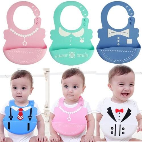 Baby bibs Waterproof silicone feeding Infant saliva towel newborn cartoon aprons Baby Food-grade silicone Bibs