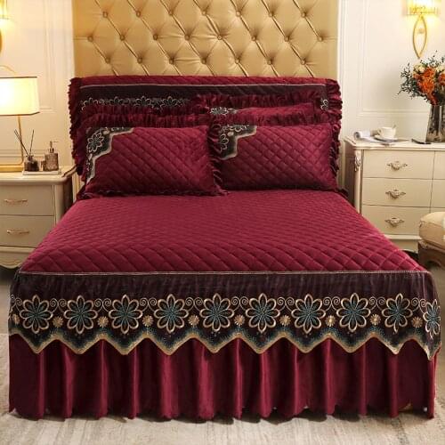 Europe Luxury Lace Fannel Bedspread for Bed Velvet 200x220 King Size Quilted Bed Cover Queen Bedskirt Ruffles Headboard Covers
