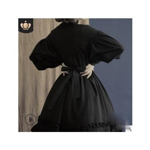 Gothic Vintage Lolita Dress Women Japanese Style Palace Princess Dresses Lantern Sleeve Cute Party Dress Sweet Cosplay Costume
