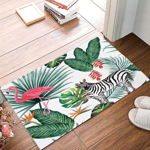 Zebra Flamingo Tropical Jungle Doormat Bedroom Kitchen Floor Mat Bathroom Anti-Slip Rug Home Doormat for Entrance Door