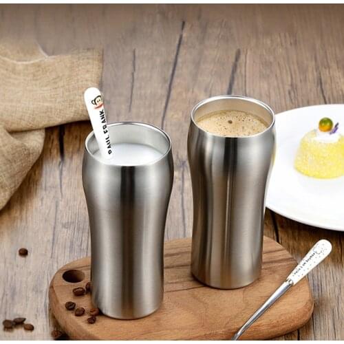 Beer glass Double Wall Stainless Steel wine glass Coffee juice Milk Cup Top Quality Metal glass fhome Office mug coffee Tea Cup