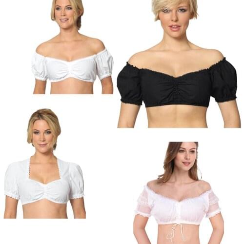 Dirndl Crop Top Oktoberfest Costume Traditional Dirndl Blouse Black White Cosplay Carnival Halloween Fancy Party Dress