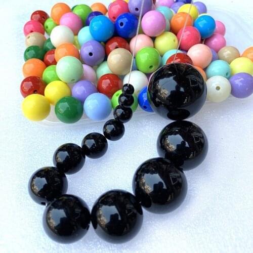 Various Colors 6-25mm Round Acrylic Solid Beads Bubblegum Necklace Bracelet Jewelry Beading Material Kids Toy DIY Beading