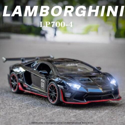 1:32 Lamborghini Lp700-4 Car Model Simulation Sound And Light Pull Back Sports Car Childrens Toy Car Boy Decoration Collection