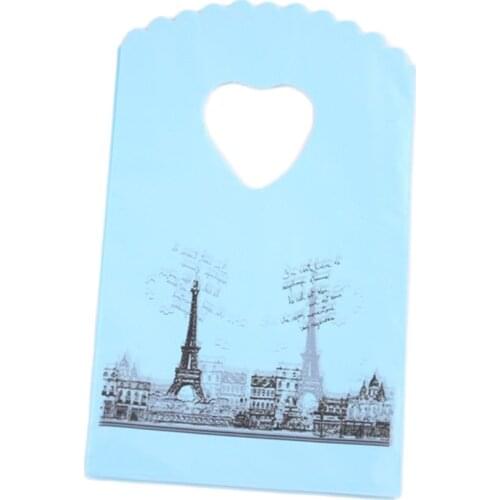 Hot Sale Wholesale 50pcs/lot 9*15cm Luxury Small Plastic Gift Packaging Bags With Tower Mini Jewelry Accessories Pouches