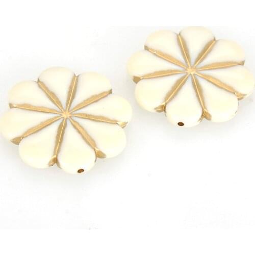 Miasol 15 Pcs 5x33 MM Plating Acrylic Antique Design Stripe Round Flower Spacers Beads For Diy Jewelry Making