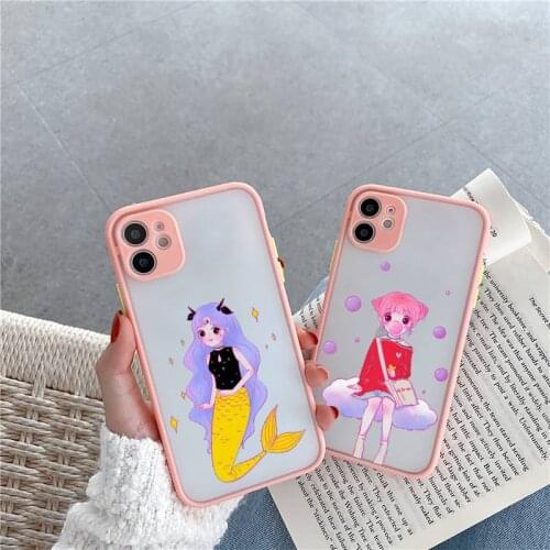 Lovely girls 12 constellations cute Phone Case For iPhone 12 11 Mini Pro XR XS Max 7 8 Plus X Matte transparent Pink Back Cover