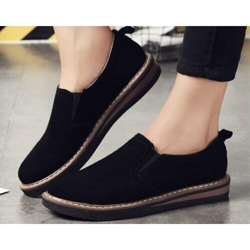 2020 Hot Womens loafer shoes woman genuine leather casual Slip-On for women shoes suede leather elastic band female moccasins