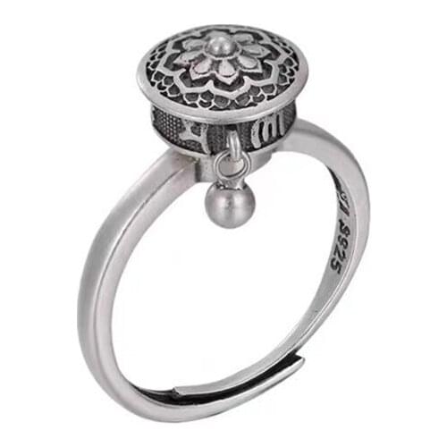 TIMEONLY Statement Buddhism Prayer Wheel Ring for Women Ladies Birthday Gifts Rings Adjustable Ethnic Luck Charms Jewellery