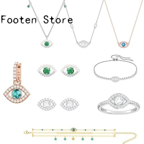 SWA Fashion Ladies Jewelry Charm LUCKILY Eye Jewelry Set Jewelry Set Lady Earring Necklace Bracelet Ring Romantic Gift Jewelry