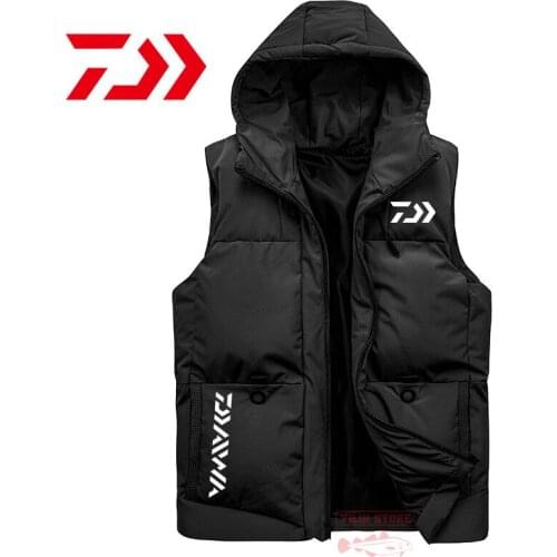 2021 New Daiwa Hooded Fishing Jacket Zipper Sleeveless Waterproof Vest Mens Autumn/Winter Outdoor Warm Breathable Fishing Shirt