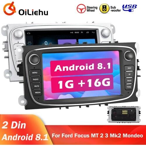 OiLiehu Stereo Receiver 2 Din Android 8.1 Car Radio GPS Autoradio For Ford/Focus EXI MT 2 3 Mk2/Mk3/S-Max/Mondeo 9/Galaxy C-Max