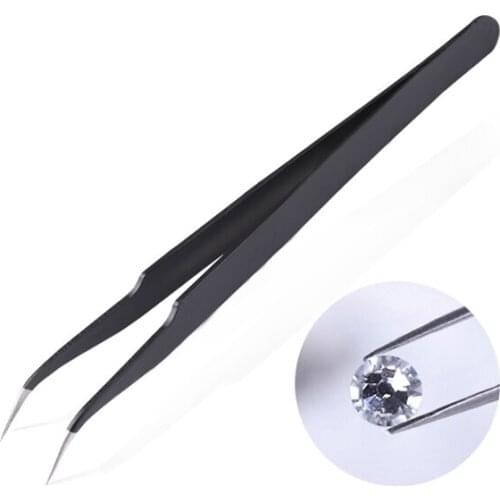 Nail Art Decoration Picking Tool Rhinestones Gem Eyelash Tweezers Stainless Steel DIY blackhead Remover Tweezers For Eyebrows
